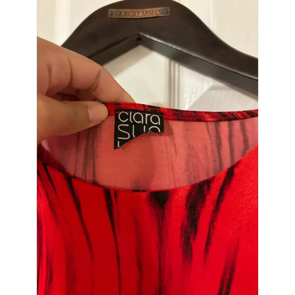 Clara Sunwoo red black abstract scoop tunic top - Picture 4 of 5